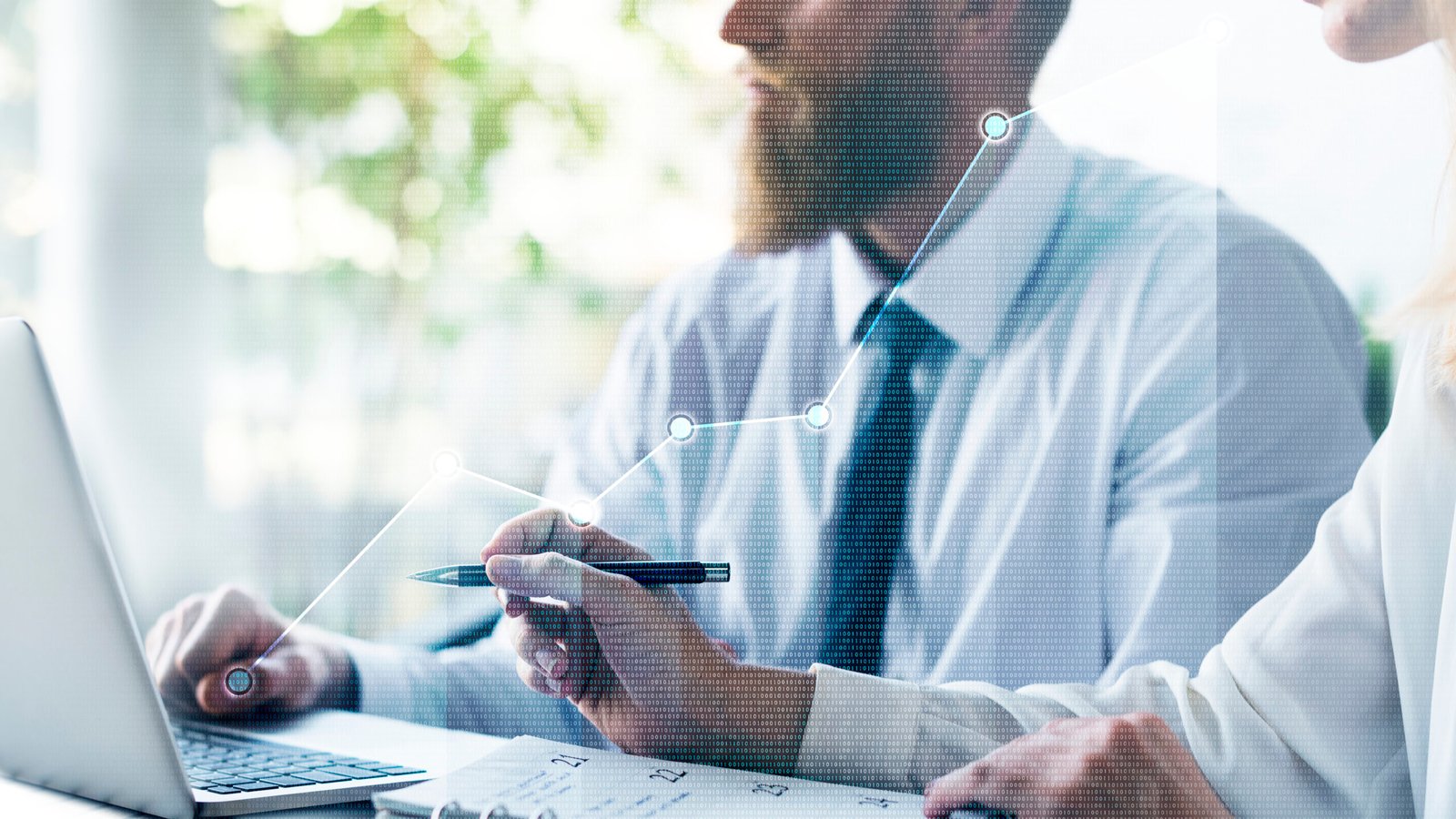 Business people analyzing stock market