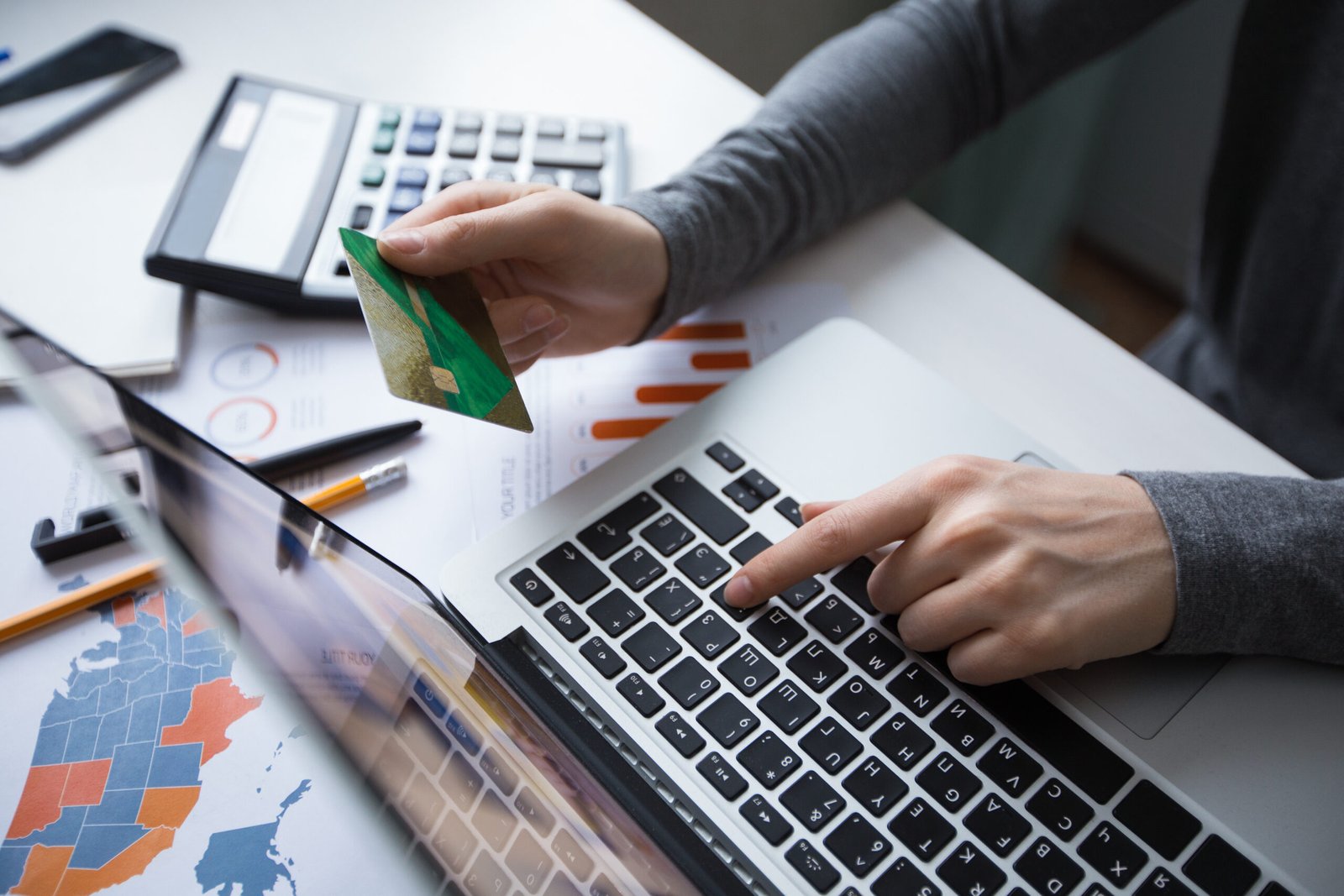 Manager making online payment